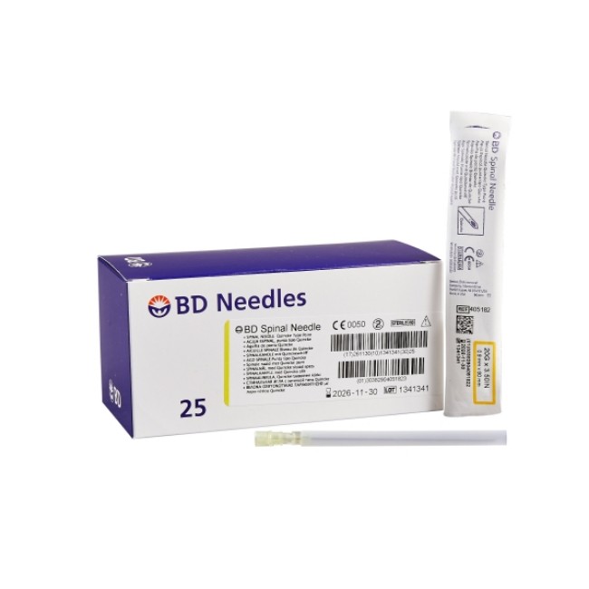 Spinal Needles  Sterile Single Use Spinal Needle With Quincke Bevel   Yellow Hub   20G X 3 5 