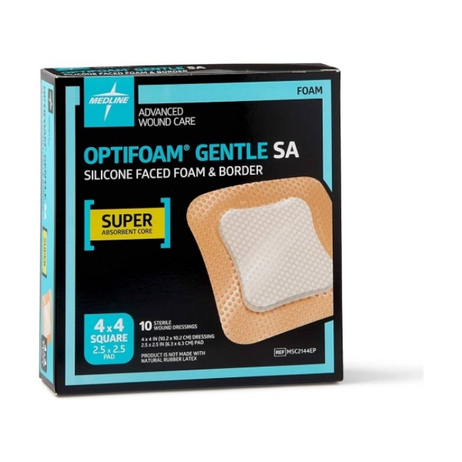 Dressings  Optifoam Gentle Silicone Faced Foam Dressing in Educational Packaging  4  x 4   10 2 x 10 2 cm 
