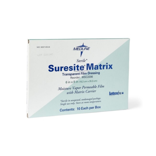 Dressings  Suresite Matrix Transparent Film Dressing   6  X 8 