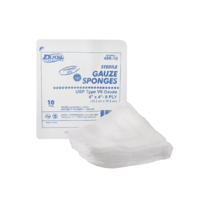 Gauze Sponge Dukal  Usp Type Vii 4 X 4 Inch 10 Per Tray Sterile 8 Ply Square