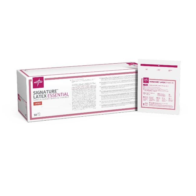 Gloves  Signature Latex Essential Surgical Gloves   Latex   Powder Free   Size 8