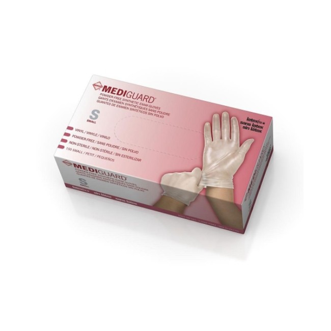 Gloves  Mediguard Powder Free Clear Vinyl Exam Gloves   Size S