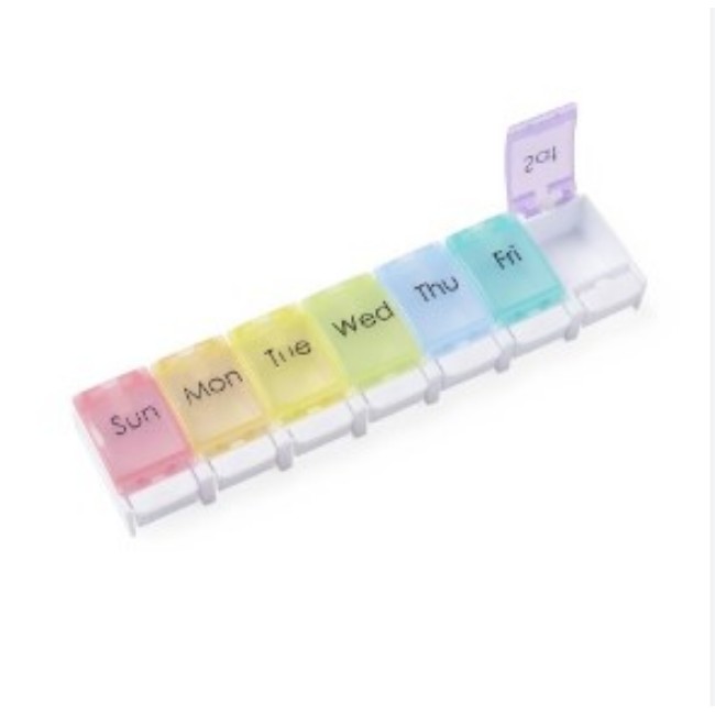 7 Day Pill Organizer With Easy Push Buttons   Multicolor   1X   Day