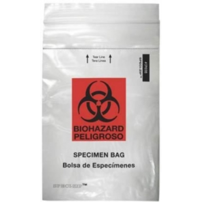 Bag  Specimen  6X9  Clear  Biohzd  Zip  2 Pkt