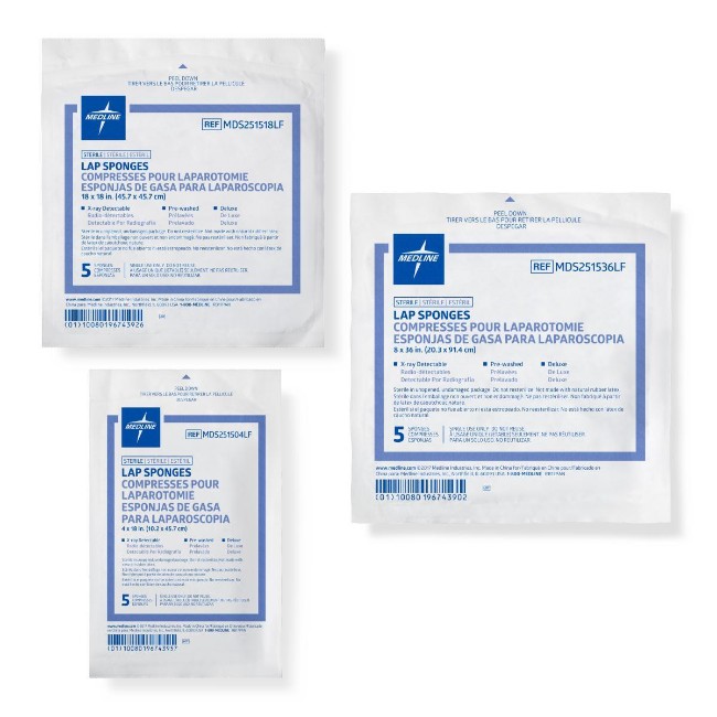 X Ray Detectable Sterile Lap Sponge   18  X 18   10 Pack   20 Packs   Case