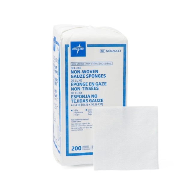 Sponges  Deluxe Nonsterile Nonwoven 3 Ply Gauze Sponges   4  X 4 