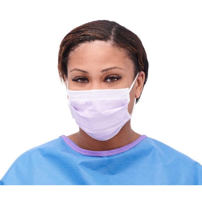 Masks  Astm Level 3 Procedure Face Mask With Ear Loops And Thermal Bond Inner Polypropylene Outer Facings   Purple