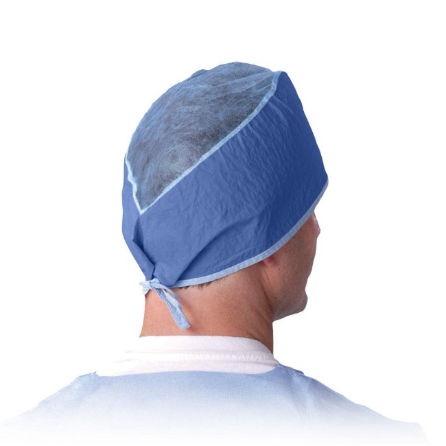 Surgeon Caps  Sheer Guard Disposable Tie Back Surgeon Caps   Multilayer Material   Blue