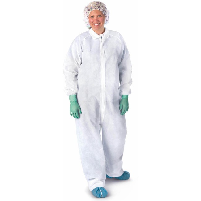 Coveralls  Heavyweight Spunbond Polypropylene Coveralls With Elastic Wrists And Open Ankles   Size Xl   White