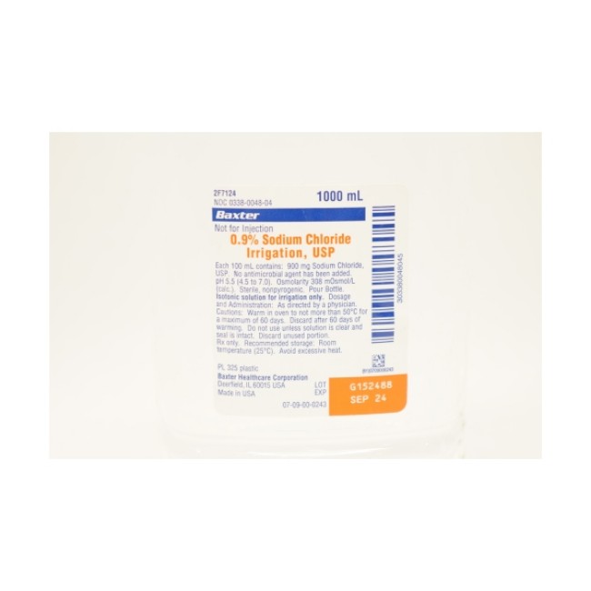 Saline  Sterile 0 9  Normal Saline   Usp   1000 Ml Plastic Pour Bottle