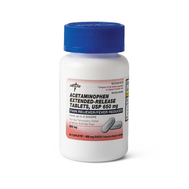 Acetaminophen  Acetaminophen   650 Mg Extended Release Caplet   50 Bottle