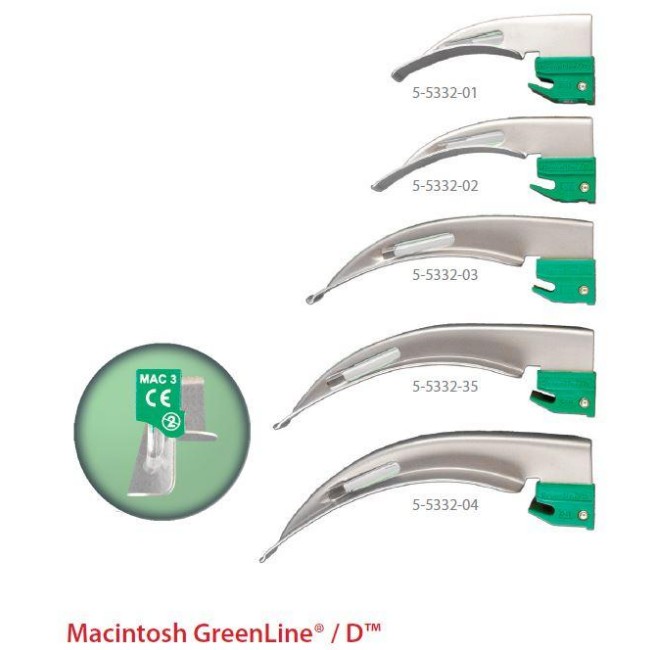 Blades  Mac Greenline Disposable Blade   Laryngoscope   Macintosh   Size 3