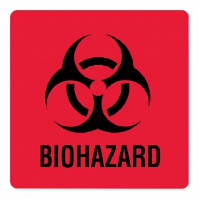 Label  Biohazard 3X3 Fl Red   Laminated