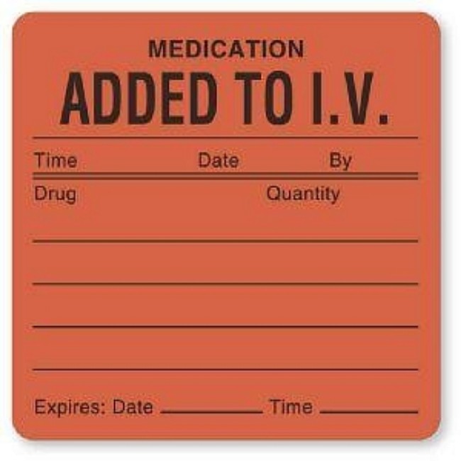 Label  Medication Added To Iv  Fl Red