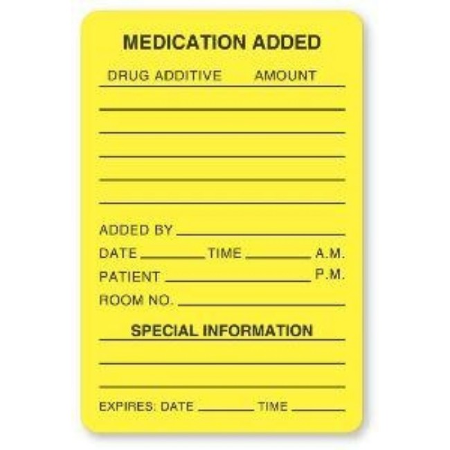 Label  Medication Added  2X3  Yellow  320 