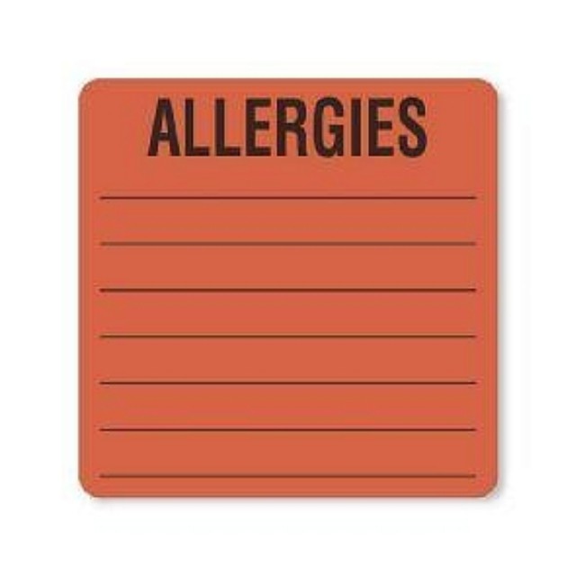 Label  Allergies  Fl Red 380 Roll