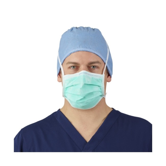 Mask   Face Surgical Anti Fog Pleated W Ties Green