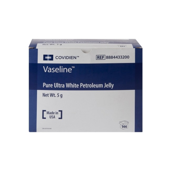 Petroleum Jelly  Vaseline Pure Ultra White Petroleum Jelly   Sterile   5 G Packet   144 Packets Case