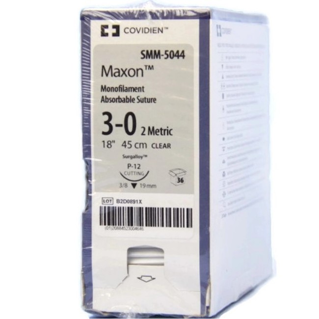 Sutures  Maxon Clear Suture  Size 3 0  18  P 12 Needle