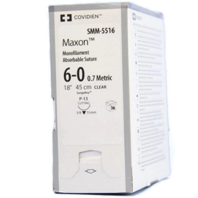 Sutures  Maxon Clear Suture   Size 6 0   18   P 13 Needle