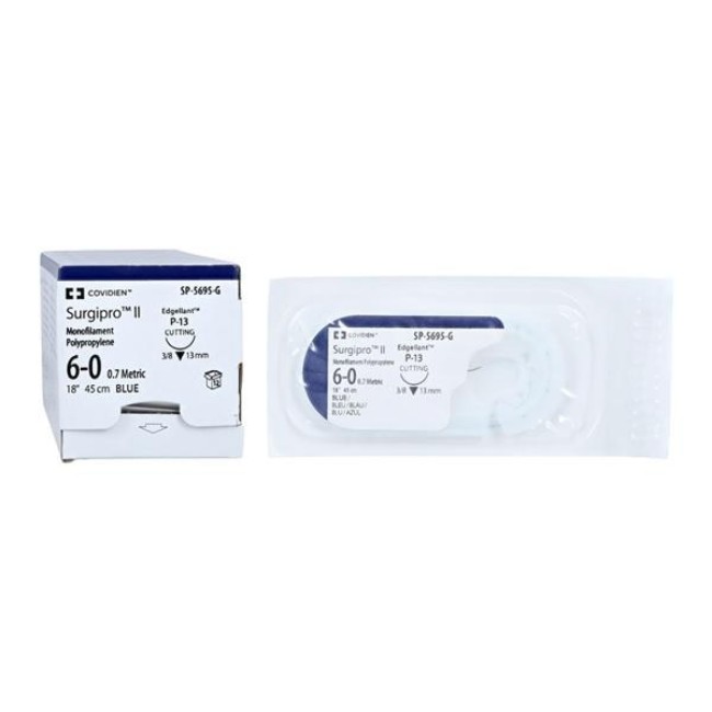 Sutures  Surgipro Ii Suture   Blue   Size 6 0   18   P 13 Needle