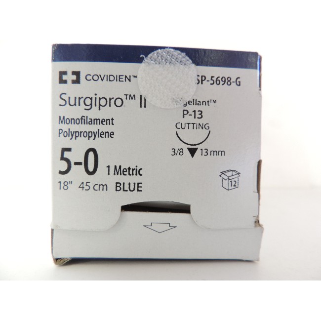 Sutures  Surgipro Ii Suture   Blue   Size 5 0   18   P 13 Needle