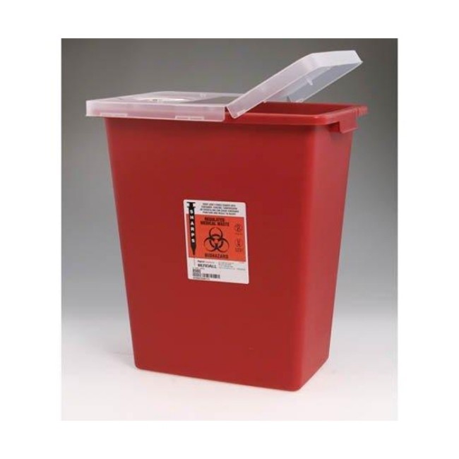 Sharps Containers  Sharpsafety Sharps Container With Hinged Lid   Red   8 Gal 