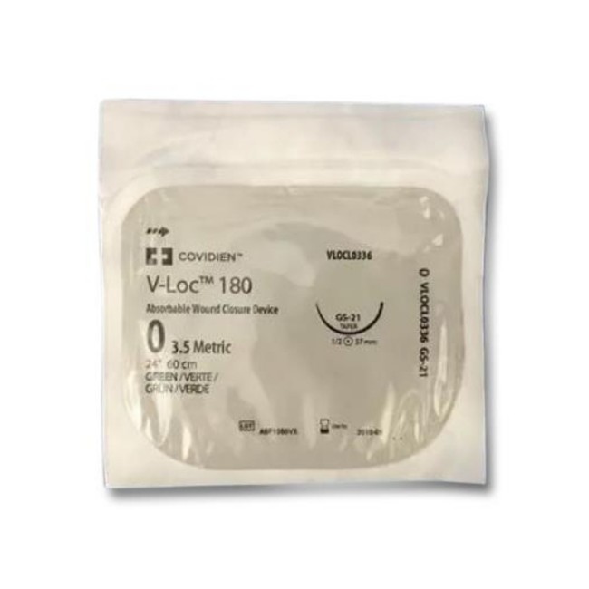 V Loc 180 Suture   1 2 Circle   Size 0 0   24   Absorbale   Green   Needle Gs 21   1 Dz Cs  Continental Us Only 