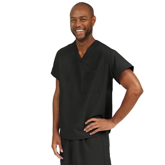 Scrub Tops  Performax Unisex Reversible V Neck Scrub Top With 2 Pockets   Black   Size M   Angelica Color Code