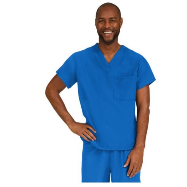 Performax Unisex Reversible V Neck 2 Pocket Scrub Top With Angelica Color Coding   Size 2Xl    Color  Royal Blue 