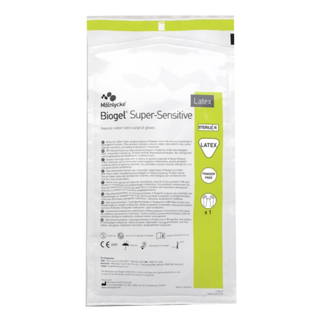 Gloves  Biogel Super Sensitive Sterile Powder Free Latex Surgical Gloves   Size 8 5