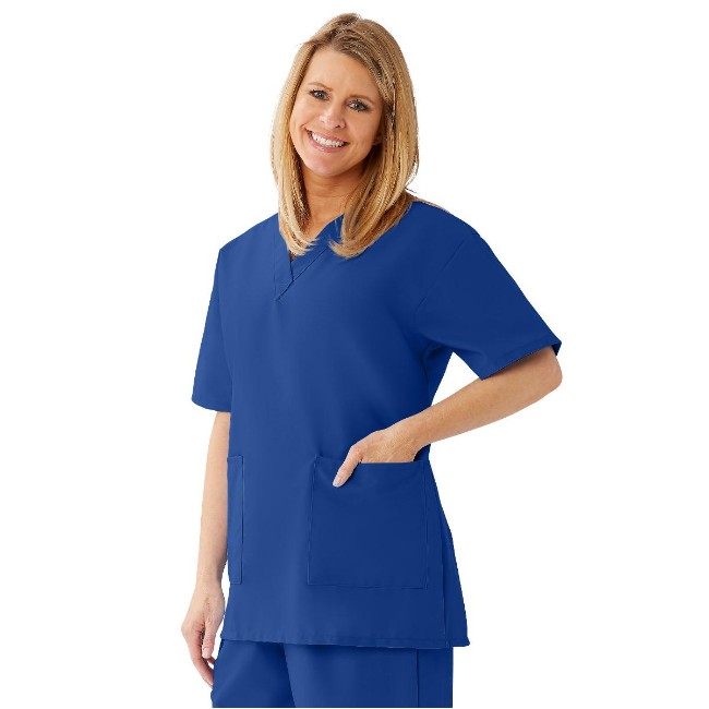 Top  Scrub  Ladies  V Neck  2Pkt  Sapphire  Sm