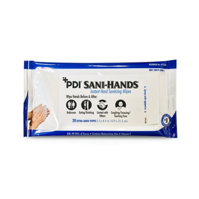 Hand Wipes  Sani Hands Bedside Wipe Pack   5 5  X 8 4 