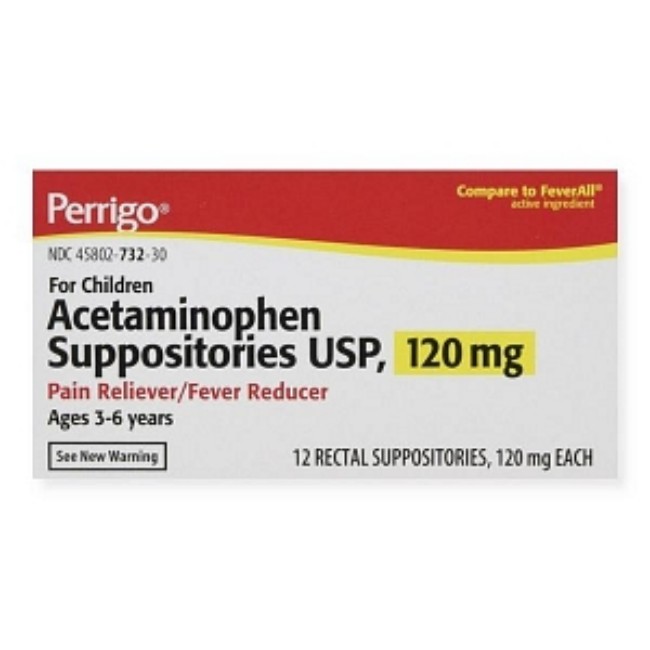 Acetaminophen  Acetaminophen   120 Mg Suppository   12 Box