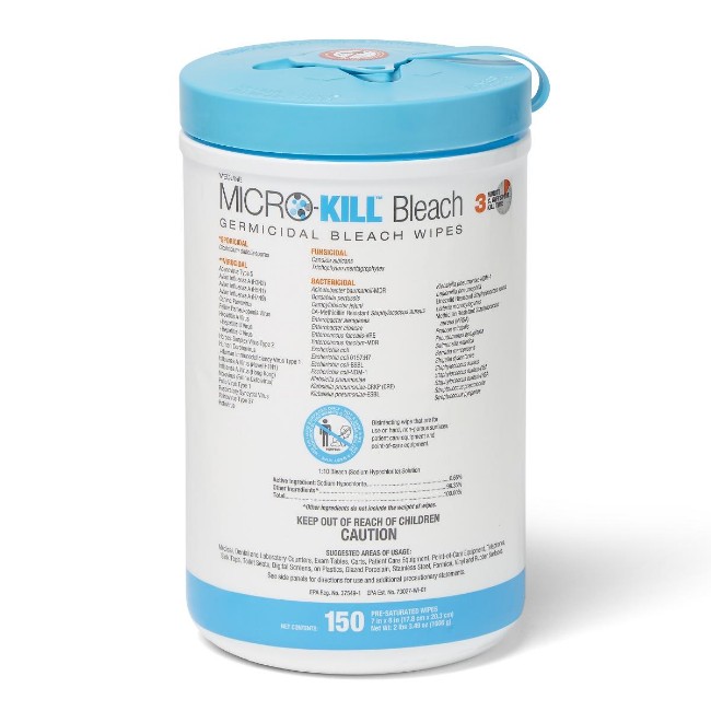 Wipes  Micro Kill Bleach Germicidal Bleach Wipes   7  X 8   150 Count