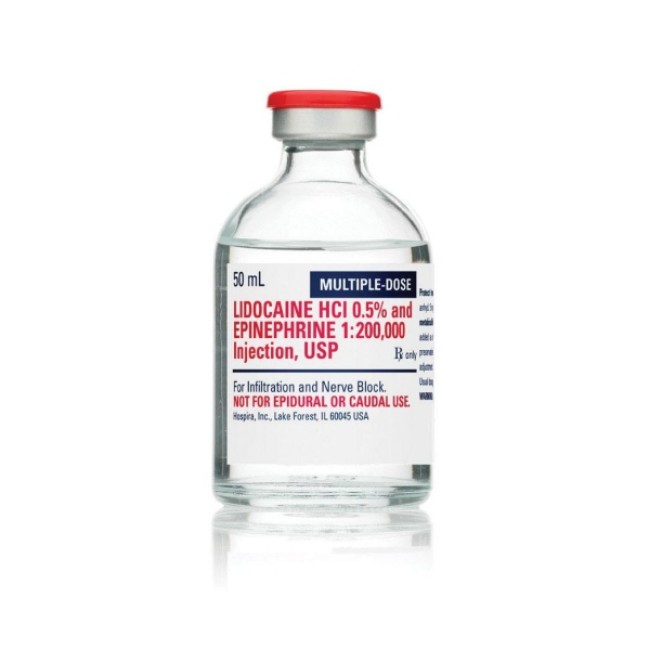 Injections  Lidocaine 0 5  And Epinephrine Injection   200  000 Multi Dose Vial   25 X 50 Ml