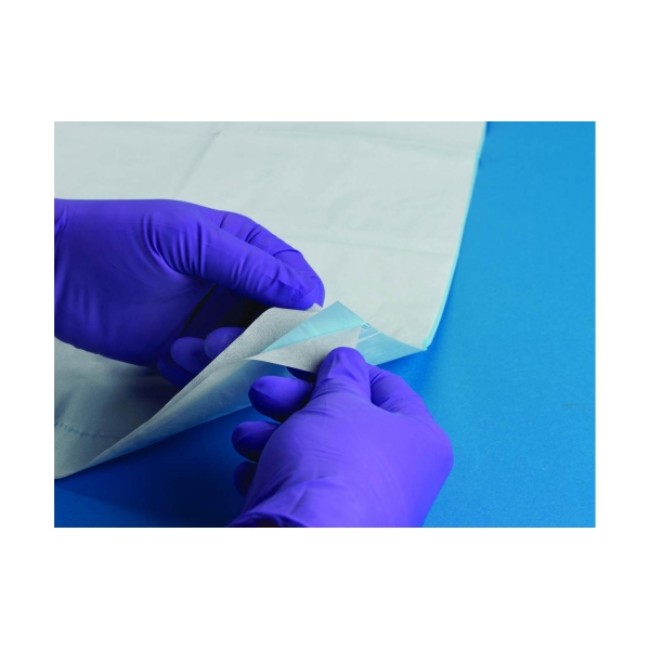 Drapes  Non Sterile Procedural Drape   White Tissue With Blue   Non Glare Polypropylene Film Center   Autoclavable   18  X 26 