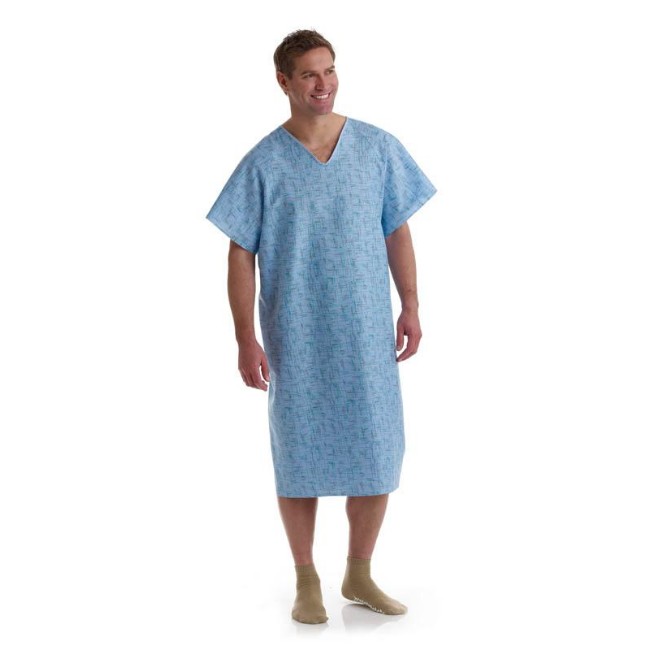 Gown  Patient  Tieside  Blue Cascade Print  Must Be Ordered In Increments Of 6 Dozen 