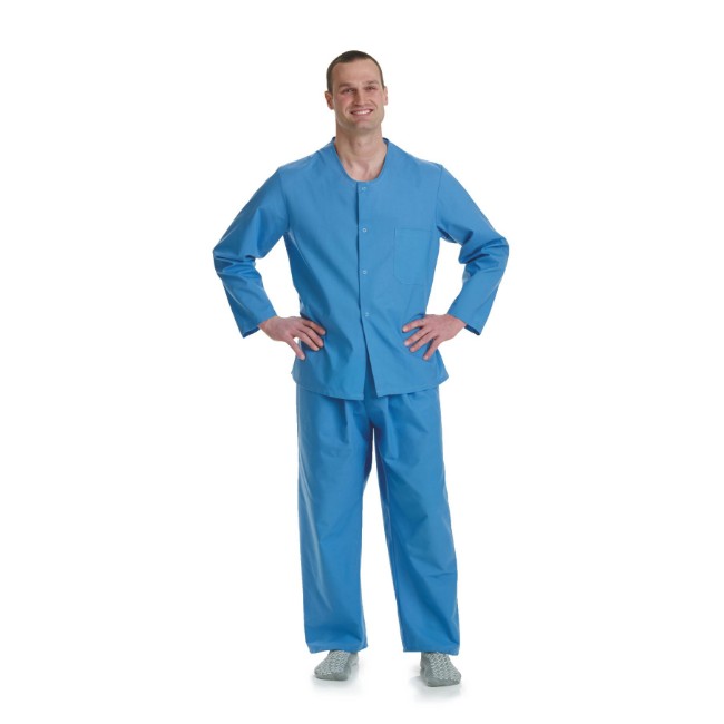 Top  Pajama  Snap  Lt Blue  Left Pocket  Lg