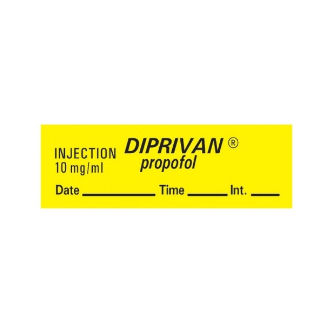 Medication Labels  Diprivan Propofol Injection Label Tape   10 Mg Ml   Yellow   1 1 2  X 1 2   500  Roll