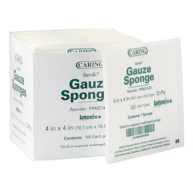 Gauze  Sponge  4X4  12Ply  Sterile  Lf  1 Pk