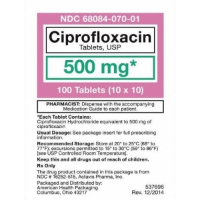 Ciprofloxacin 500Mg Ud Tablet 100 Bx