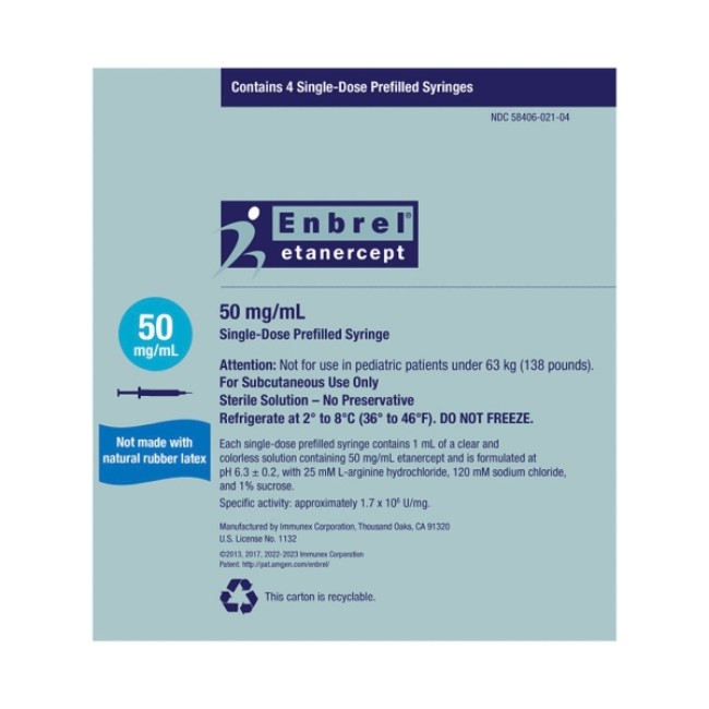 Enbrel  Etanercept 50 Mg   Ml Injection Prefilled Syringe