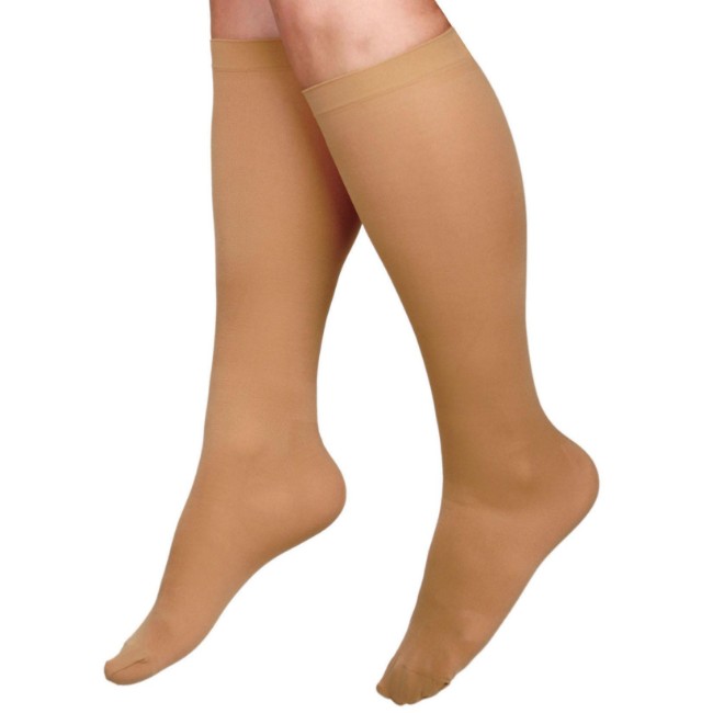 Hosiery  Compr  Knee  15 20  Sized  Tan  Reg