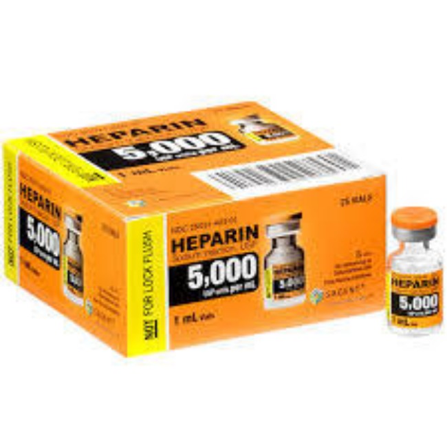 Injections  Heparin Sodium Injection   5  000 Units Ml   Multi Dose Vial   25 X 10 Ml