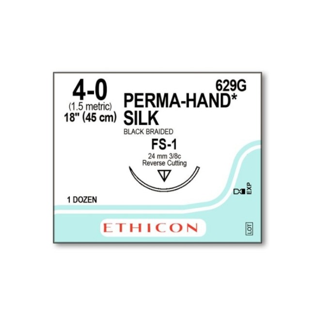 Sutures  Perma Hand Suture   Black   Size 4 0   18   Fs 1 Needle