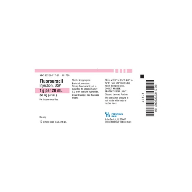 Pharmaceuticals  Fluorouracil 50Mg Ml Single Dose Vial   10 X 20Ml