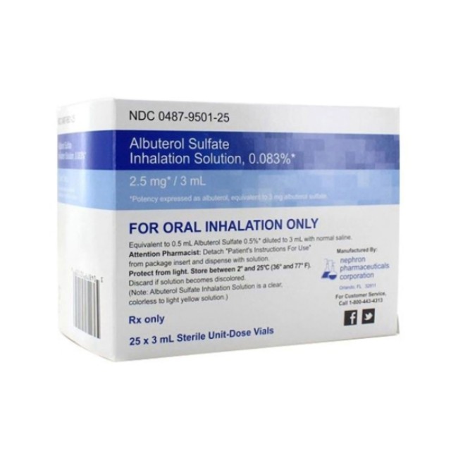 Inhalation Solutions  Albuterol Sulfate 0 83 Mg Ml Inhalation Solution   25 X 3 Ml