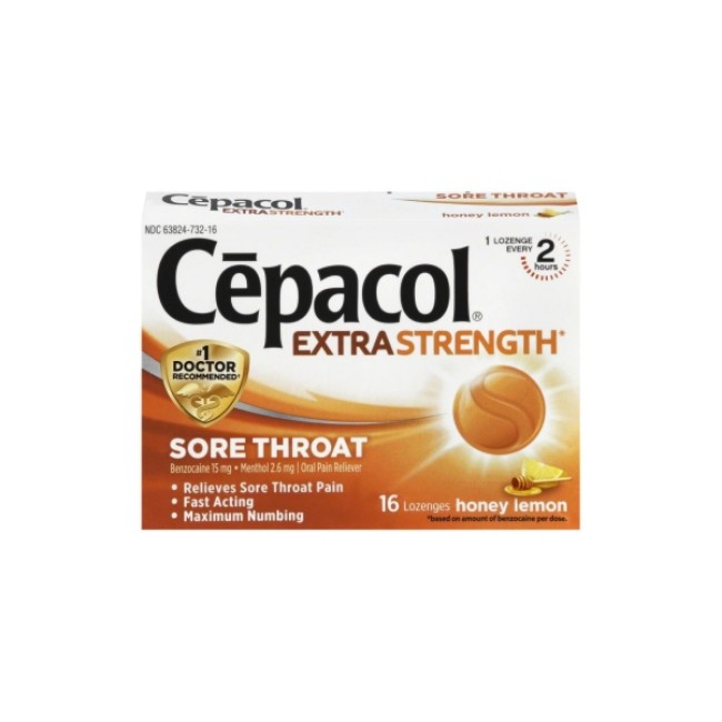 Cold And Flu  Throat Lozenges   Cepacol   Extra Strength   Honey Lemon   16 Box