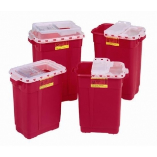 Sharps Containers  Bd Large Red Sharps Collector With Hinge Top   9 Gal   18 5 H X 17 75 W X 11 75 D